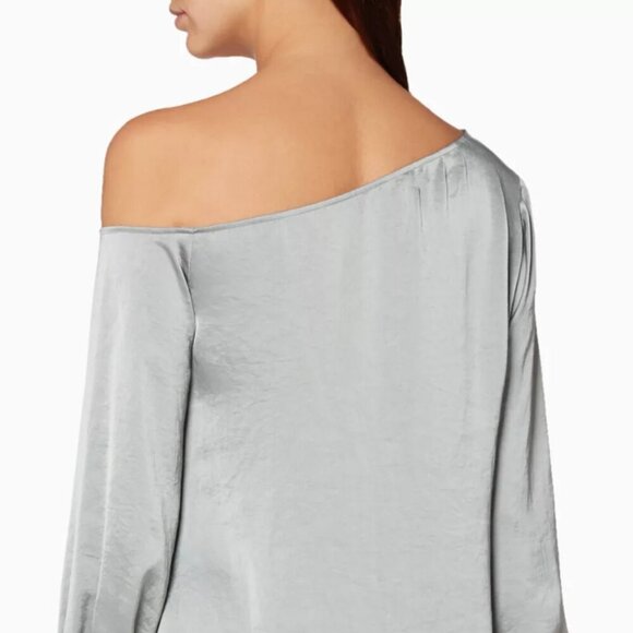 Theory Ulrika Crushed Satin One-shoulder Blouse - Picture 3 of 12